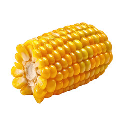  half corn cob isolated on tramnsparent background.