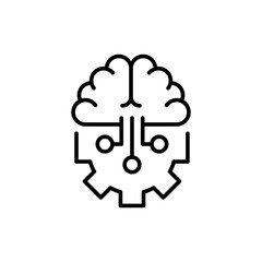 Artificial brain outline icons, minimalist vector illustration ,simple transparent graphic element .Isolated on white background