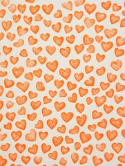 Orange Heart Pattern Valentines Day Minimalistic Romantic Romance Love Art