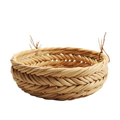 Straw Basket PNG Cutout with Transparent Backdrop for Web and Graphic Design Use