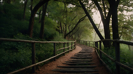 wooden bridge in the forest
