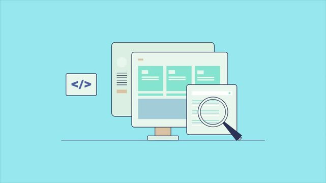 SEO tag verification, SEO code optimization, SEO tags, Search engine optimization. SEO code. Animation video clip.