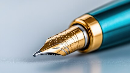 Close-up of a Gold-Trimmed Fountain Pen Nib