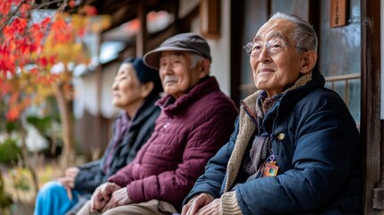 Fototapeta premium Elderly people at ease, sitting comfortably and enjoying quiet relaxation, creating a sense of peace and tranquility