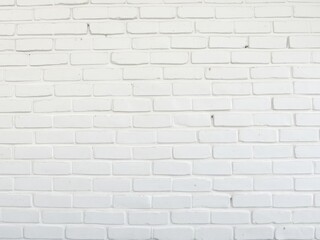 Naklejka premium White painted old brick wall creating a panoramic background, painted, vintage