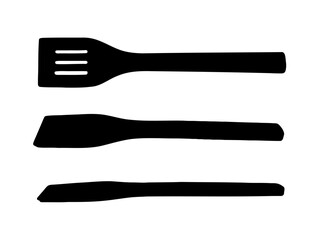 Spatula Icon Isolated, Black Kitchenware Symbol, Cook Equipment, Craft Culinary Spatula on White