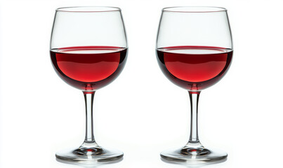 Pair of Wine Glasses with Red Wine for Valentine's Toast