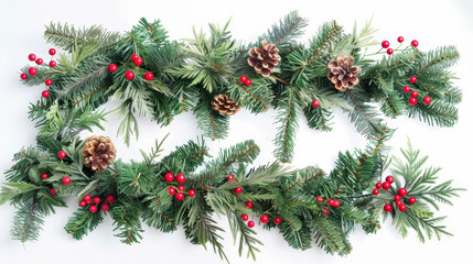 christmas tree branches isolated on white