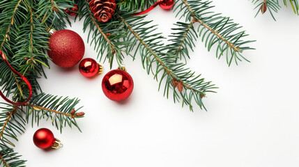 christmas tree branches isolated on white