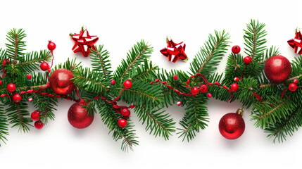 christmas tree branches isolated on white