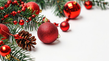 christmas tree branches isolated on white