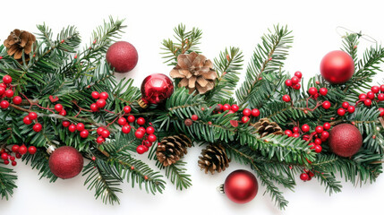 christmas tree branches isolated on white