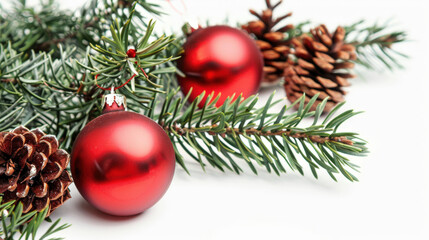 christmas tree branches isolated on white