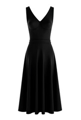 Black women's dress isolated on white. front view