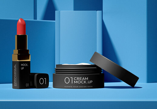 Lipstick And Cream Mockup