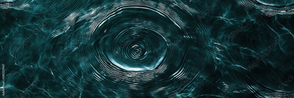 Poster captivating close-up of tranquil water ripples creating circular patterns in a serene aquatic enviro