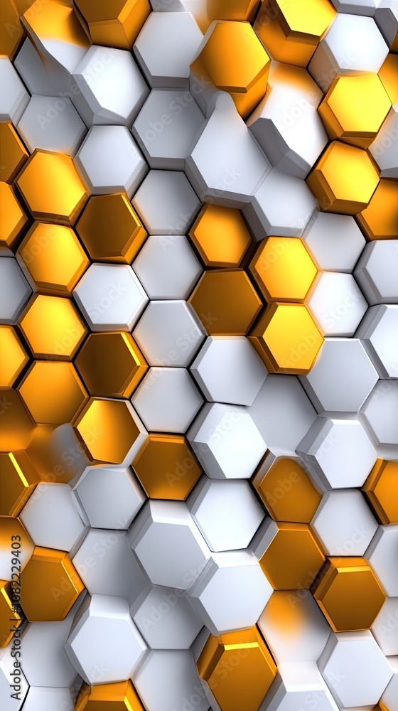 Poster elegant white and gold abstract geometric pattern creating a seamless background of hexagonal shapes