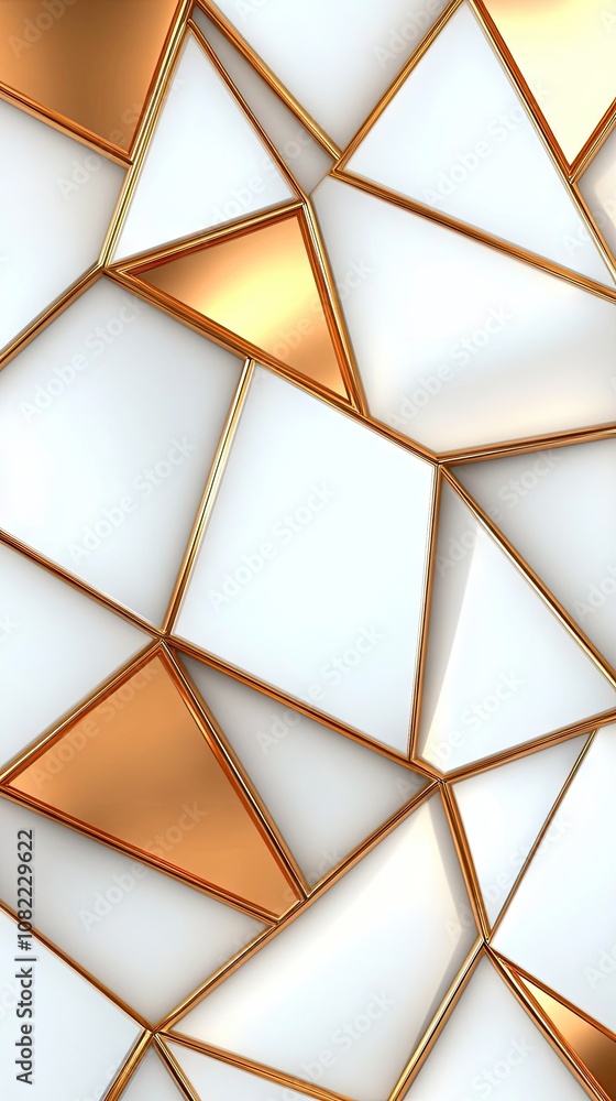 Poster elegant 3d white and gold geometric pattern creating a stunning and sophisticated endless backdrop f