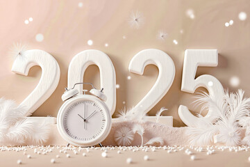 A white alarm clock sitting on top of a table next to a number of numbers