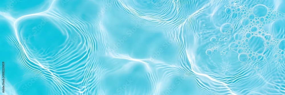 Poster serene water surface with gentle waves and bubbles creating a tranquil aquatic experience in crystal