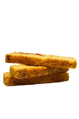 crispy and sweet dry bread isolated on white background