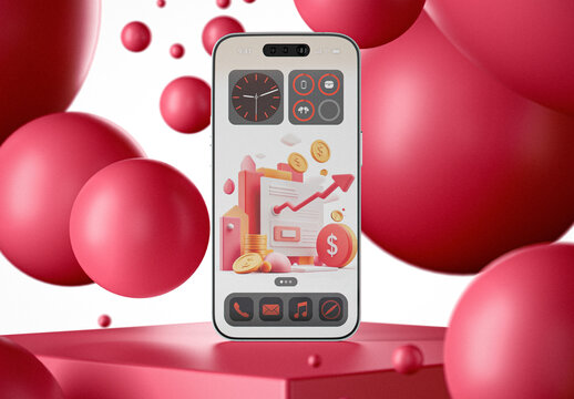 Smartphone With Abstract Background Mockup