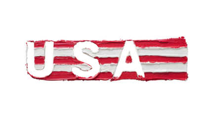Artistic representation of USA with red and white stripes.