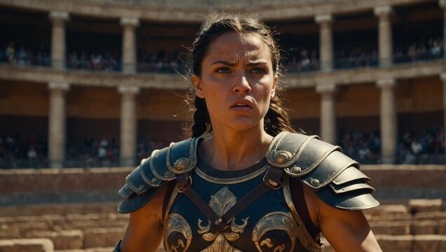 female gladiator in the arena