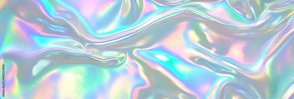 Poster abstract iridescent texture with shimmering waves reflecting different colors in soft light, perfect