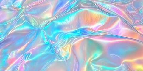 Dreamy Iridescent Plastic Material with Subtle Color Shifts and Wave Patterns Perfect for Modern Design, Backgrounds, or Artistic Projects