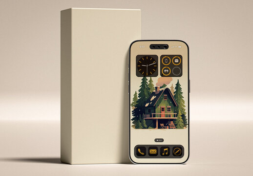 Smartphone With Box Mockup