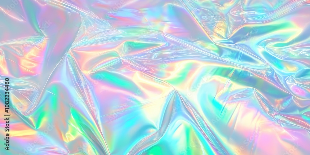 Poster iridescent fabric texture with colorful hues reflecting light and creating a dreamy atmosphere, perf