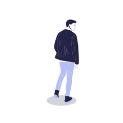 Man mockup in navy jacket and jeans casual fashion