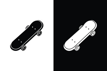 Skateboard icon silhouette on White Background Vector Art Illustration on white background.