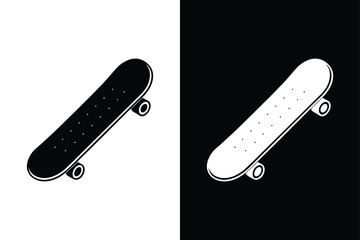 Skateboard icon silhouette on White Background Vector Art Illustration on white background.