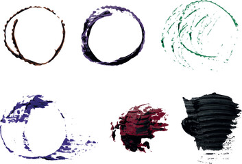 Various figures prints from thick paint on isolated background