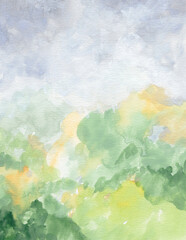 Fototapeta premium Beautiful abstract gouache landscape. Versatile artistic image for creative design projects: posters, banners, cards, prints, wallpapers. Traditional artist-made art.
