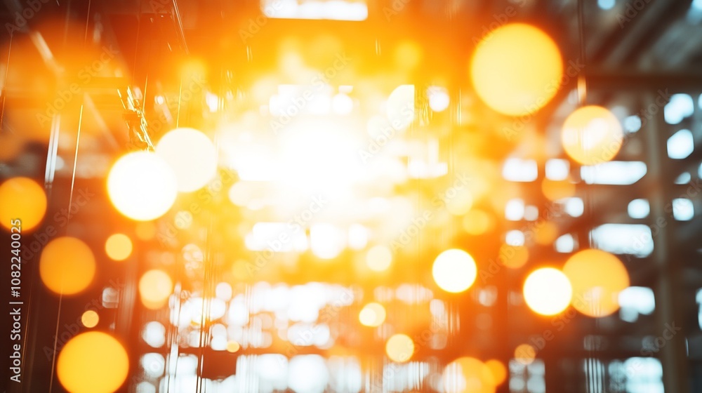 Poster abstract background with bright sunlight and blurred bokeh lights creating a dreamy atmosphere for a