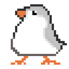 Fototapeta premium ドット絵, アニマルイラスト, キンカチョウのメス, ペンギン