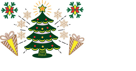 Christmas and elegant snowflakes Icon set with illustration