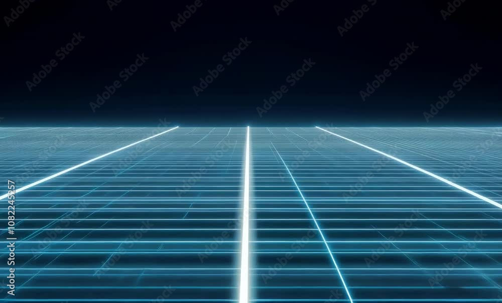 Aufkleber futuristic grid landscape glowing lines and dark background create depth in digital technology