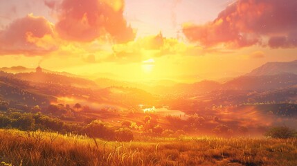 A Beautiful Sunrise Over a Scenic Place