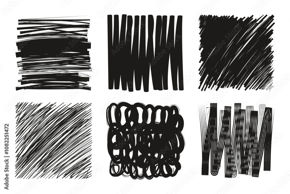 Aufkleber pencil sketch texture. black hatching. hand drawn grunge graphic. diagonal or parallel hatch. square
