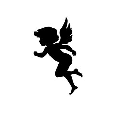 silhouette of an angel, cupid - vector illustration