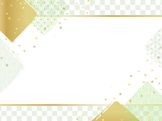 和風の緑色の背景素材、金色の上品な柄