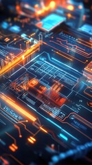 Obraz premium Futuristic Interface with Glowing Lines and Data.