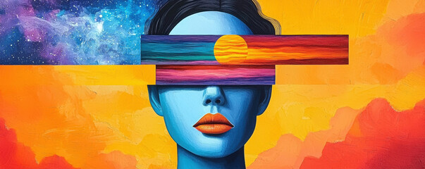 vibrant creative vision board for 2025, showcasing bold colors and abstract elements
