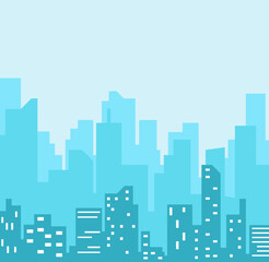 City skyline illustration. Urban landscape. Daytime cityscape.
