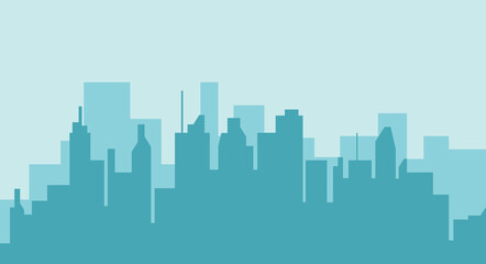 City skyline illustration. Urban landscape. Daytime cityscape.