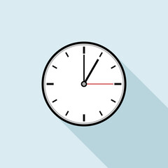 Clock icon design. Vector office clock icon with shadow.